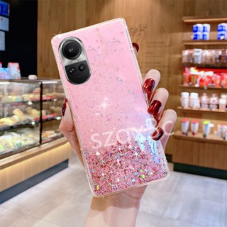 พร้อมส่ง เคสโทรศัพท์มือถือ TPU นิ่ม ปิดด้านหลัง ลายกลิตเตอร์ท้องฟ้ากลางคืน สีม่วง สีเขียว สีชมพู สําหรับ OPPO RENO10 Pro+ Reno 10 Pro 5G 2023 OPPO RENO10