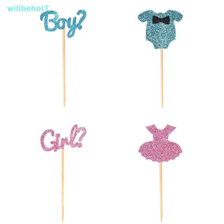 [WillbehotT] ท็อปเปอร์คัพเค้ก อาหาร ขนมหวาน เค้ก สีชมพู สีฟ้า ของขวัญสําหรับเด็กผู้ชาย และเด็กผู้หญิง 12 ชิ้น