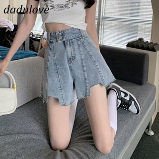 DaDulove💕 New Korean Version of INS Thin Stitching Denim Shorts Niche High Waist A- line Pants Large Size Hot Pants