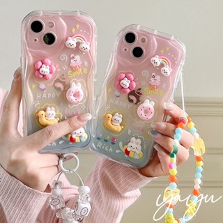 yayu เคสโทรศัพท์มือถือแบบนิ่ม ใส  3D  พร้อมสายคล้อง สําหรับ iphone 14 Plus 14 13 12 11 Pro Max X Xr Xs Max 7 8 SE 2020 0300