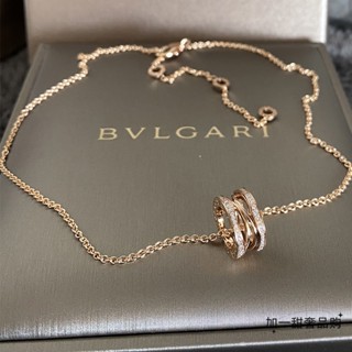 [พร้อมส่ง] Bvlgari Bvlgari B.ZERO1 สร้อยคอโซ่ ประดับเพชร สีโรสโกลด์ ขอบกลวง