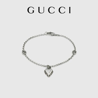 [พร้อมกล่องบรรจุภัณฑ์] พร้อมส่ง Gucci Gucci Gucci สร้อยข้อมือเงิน จี้หัวใจรัก