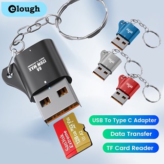 Elough อะแดปเตอร์แปลง USB เป็น Type C OTG 2 In 1 การ์ดรีดเดอร์ TF USB ตัวผู้ เป็น USB C ตัวเมีย