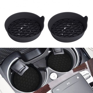 ⚡SUPERSL-TH⚡Protect Your Cars Cup Holders from Spills and Scratches Set of 2 Black Coasters⚡NEW 7