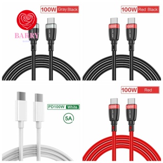 Barry สายเคเบิล USB Type C เป็น USB C 5A 100W ไม่เป็นอันตรายต่อโทรศัพท์ Micro ไม่ทําให้แบตเตอรี่เสียหาย