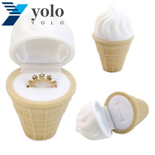 Yolo กล่องโชว์เครื่องประดับ กล่องของขวัญ กล่องกํามะหยี่ จี้ไอศกรีม งานแต่งงาน