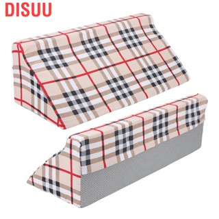 Disuu Wedge Pillow R Shaped Removable Slip Resistance Plaid Pattern Bedsore Turning for Side Sleepers