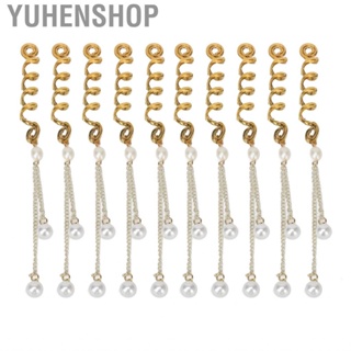 Yuhenshop Dreadlocks Hair Rings  Fashionable Artificial Pearl Pendant 10pcs Jewelry Easily Adjust Unique for Women Party