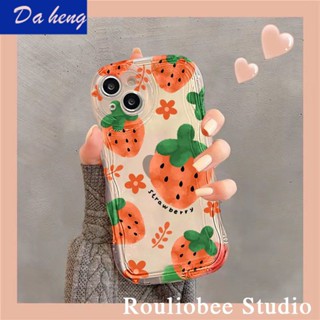 เคสโทรศัพท์มือถือ ซิลิโคน กันกระแทก ลายสตรอเบอร์รี่ สไตล์เกาหลี สําหรับ Iphone 14promax 13 12 11 Xs Xr 65EG