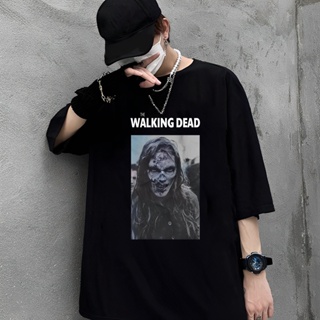 เสื้อยืดคุณภาพดี   เสื้อยืดพิมพ์ลายแฟชั่นเสื้อยืด The walking dead ลายซอมบี้ งานยุโรป ปี2016 S-5XL เสื้อยืดพิมพ์คุณภาพสู