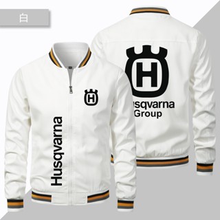 Husqvarna เสื้อแจ็กเก็ตโลโก้ ขนาดใหญ่ ลําลอง สําหรับผู้ชาย เหมาะกับการเล่นกีฬา ขี่รถจักรยานยนต์