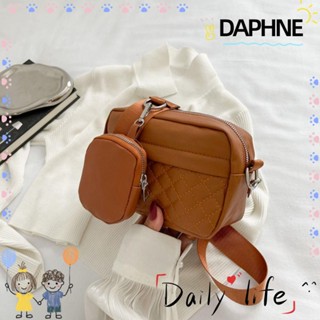 Daphne กระเป๋าสะพายไหล่ หนัง Pu ทรงสี่เหลี่ยม ความจุสูง สีพื้น สไตล์มินิมอล สําหรับสตรี