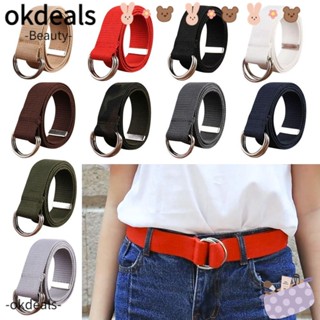 OKDEALS เข็มขัดไนล่อนถัก ลําลอง อเนกประสงค์ หัวเข็มขัดเงิน สาน คาดเอว