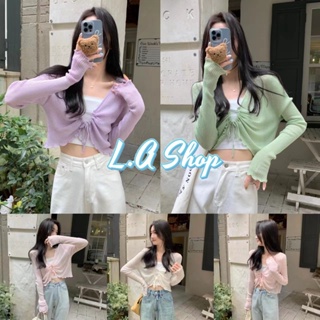 L.A Shop พร้อมส่ง เสื้อคลุมไหมพรมแขนยาว ซีทรูบางๆสีพาสเทล "M0129" -C