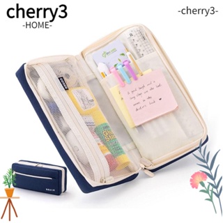 Cherry3 กระเป๋าดินสอ สีพื้น ความจุขนาดใหญ่ สําหรับเครื่องเขียน โรงเรียน