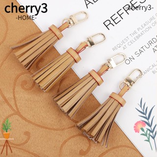 Cherry3 พวงกุญแจ จี้พู่หนัง น้ําหนักเบา สีเหลือง สําหรับห้อยกระเป๋าถือ