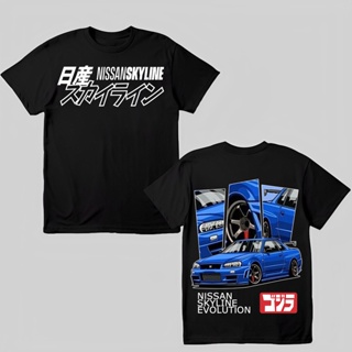 เสื้อยืดคุณภาพดี      เสื้อยืดผู้ชาย  sport T-shirt NISSAN Skyline GT-R34 เสื้อยืดแขนสั้นคอกลม Cotton 100% สกรีนลาย เสื้