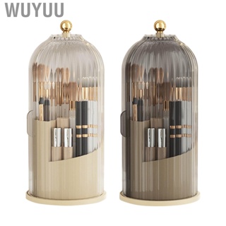 Wuyuu Cosmetic Storage Holder Box Transparent Rotating Sliding Door Makeup Brush Display Case