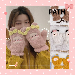 PATH ถุงมือ ผ้ากํามะหยี่ขนนิ่ม ให้ความอบอุ่น ปักลาย เหมาะกับของขวัญฤดูหนาว สําหรับกลางแจ้ง