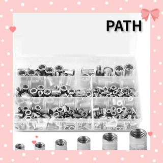 PATH ชุดหมุดรีเวทนัท สเตนเลส 304 หัวแบน ทนทาน 0.5-5 มม. สําหรับผลิตภัณฑ์อุตสาหกรรม 205 ชิ้น M3 M4 M5 M6 M8 M10