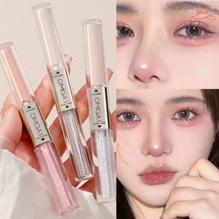 3 สี สองหัว ประกายมุก อายแชโดว์ สติ๊ก / เนียน ติดทนนาน ชุ่มชื้น คอนซีลเลอร์ ครีม / มัลติฟังก์ชั่น เพิ่มความสว่าง ตา นอน ไหม หนอน