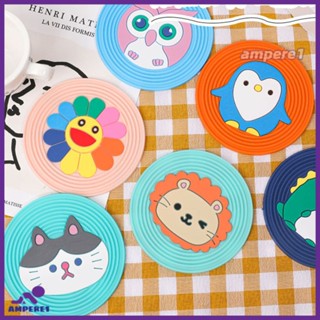 การออกแบบการ์ตูนน่ารัก Pvc Soft Silicone Coaster Anti-Slip Design ฉนวนกันความร้อนหนาพิเศษ-AME1 -AME1