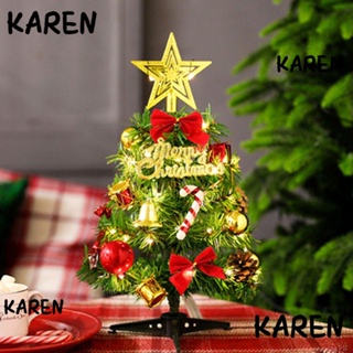KAREN Mini Christmas Tree Home Decor Bells Bow LED Light String