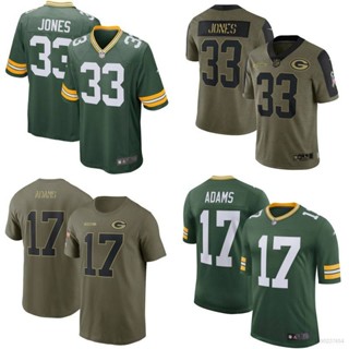 เสื้อกีฬาแขนสั้น ลายทีมชาติฟุตบอล GP1 Green Bay Packers NFL No.33 Jones No.17 Adams Legend Jersey สําหรับผู้ชาย และผู้หญิง PG1