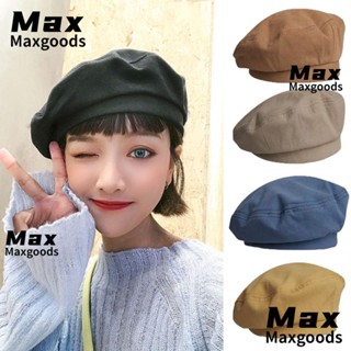 Maxg หมวกเบเร่ต์ หมวกแก๊ป สีพื้น สไตล์คลาสสิก หรูหรา สําหรับผู้หญิง