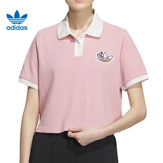 Adidas ของแท้ 100% เสื้อโปโล ปักลายโลโก้ ซับเหงื่อ ระบายอากาศ เซ็กซี่ สําหรับผู้หญิง IP1778