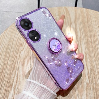 เคสโทรศัพท์มือถือ ซิลิโคนนิ่ม ไล่โทนสี พร้อมแหวนขาตั้ง สําหรับ OPPO A78 4G 5G NFC A78 NFC A78 5G