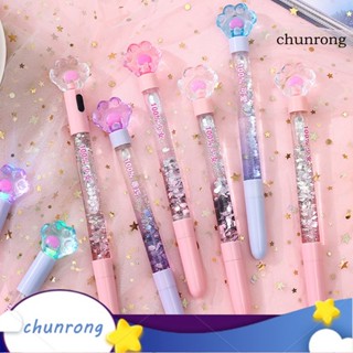 Chunrong ปากกาลูกลื่นเจลใส ลายอุ้งเท้าแมวเรืองแสง สําหรับโรงเรียน