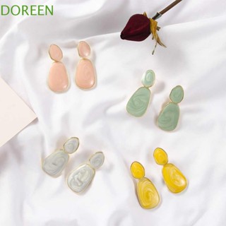 Doreen ต่างหูห้อย โลหะผสม ทรงเรขาคณิต สีแคนดี้ น่ารัก