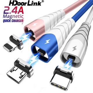  Hdoorlink 2Pin 2.4A สายชาร์จ USB แม่เหล็ก Micro USB Type C IOS สายชาร์จแม่เหล็ก สายชาร์จ