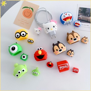 [LBE] For-iphone Charger เคสป้องกัน 3d Cartoon Disney Animal Head 13 14 Pro Pd20w 18w Usb Data Cable Bobbin Winder Wrapped Case