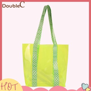 【Double C 】✿   กระเป๋าสะพายไหล่ PVC แบบใส กันน้ํา จุของได้เยอะ สีแคนดี้ เหมาะกับเดินชายหาด แฟชั่นฤดูร้อน สําหรับผู้หญิง