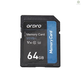 [XS]ORDRO การ์ดหน่วยความจํา ความเร็วสูง 64GB V30 Class 10 SD 95MB/s สําหรับกล้องวิดีโอดิจิทัล