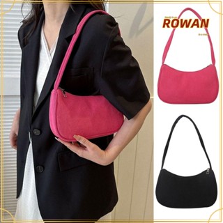 Rowans กระเป๋าถือ กระเป๋าคลัทช์ ผ้าลูกฟูก มีซิป สีพื้น สไตล์เกาหลี วินเทจ สําหรับผู้หญิง