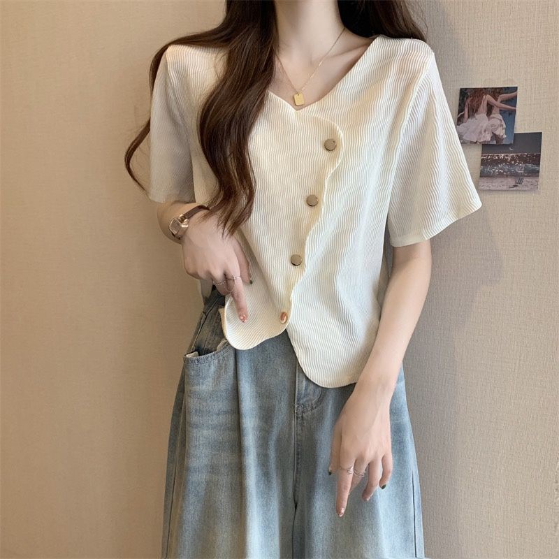 🍒Bee🍒 พลัสขนาดเสื้อผ้าผู้หญิงแขนสั้นใหม่เสื้อยืดผู้หญิงหลวม ๆ แนวโน้มด้านบน🍒(จัดส่ง 24 ชั่วโมง)🍒