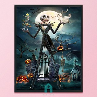 ชุดปักครอสติช ผ้าฝ้าย 11CT พิมพ์ลาย The Nightmare Before Christmas สําหรับตกแต่งบ้าน [Acelit.th]