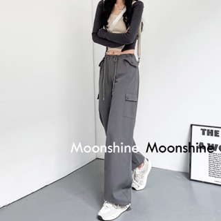 Moon  กางเกงขายาว คาร์โก้ กางเกง เชือกอเมริกันคลาสิค Cargo pants 2023 NEW Unique ins Korean Style ทันสมัย A93L4TM 36Z230909