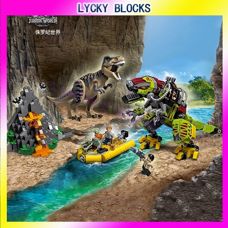 มีสินค้า บล็อกตัวต่อเลโก้ รูปไดโนเสาร์จูราสสิก Tyrannosaurus Mech Wars ของเล่นสําหรับเด็ก ของขวัญวันเด็ก