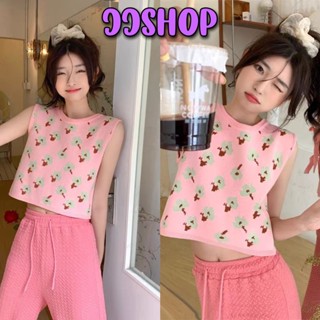 JJ Shop​💜​พร้อมส่ง  เสื้อกล้ามไหมพรมแขนกุดคอกลม  ดีเทลลายดอกไม้ ผูกด้านหลัง "45037" -C