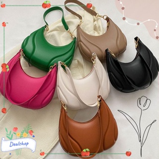 Dealshop Hobo กระเป๋าสะพายไหล่ สะพายข้าง หนัง PU ความจุขนาดใหญ่ สีพื้น แฟชั่นสําหรับสตรี