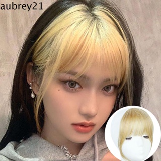 Aubrey1 แฮร์พีชต่อผมหน้าม้า 3D ไร้รอยต่อ สังเคราะห์ มองไม่เห็น พร้อมหน้าม้าปลอม เส้นใยผ้าลินิน อุณหภูมิสูง