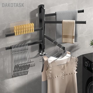 DAKOTASK ชั้นวางผ้าขนหนูหมุนได้สแตนเลสเจาะติดผนังฟรี 5 แขนหมุนที่แขวนผ้าขนหนูสำหรับบ้าน