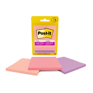 Post-it ซูเปอร์สติกกี้โน้ต รุ่น 3321-3SSJP คละสี 3x3 นิ้ว แพ็ค3เล่ม