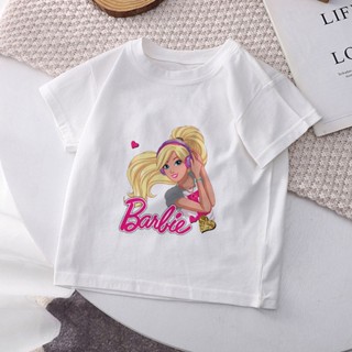 เสื้อยืดลําลอง พิมพ์ลายการ์ตูน Barbies น่ารัก สไตล์ฮาราจูกุ แฟชั่นสําหรับเด็กผู้ชาย และเด็กผู้หญิง 2023