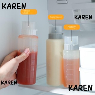 Karen ขวดบีบซอสมะเขือเทศ PP 5 หลุม 350 มล. พร้อมสเกล และฝาปิด สําหรับมัสตาร์ด น้ําผึ้ง