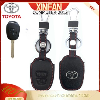 Xinfan เคสกุญแจรีโมตรถยนต์ หนังแท้ สีดํา แดง สําหรับ Toyota VIOS (2 ปุ่ม) ปี 2013-2019 Commuter 2012